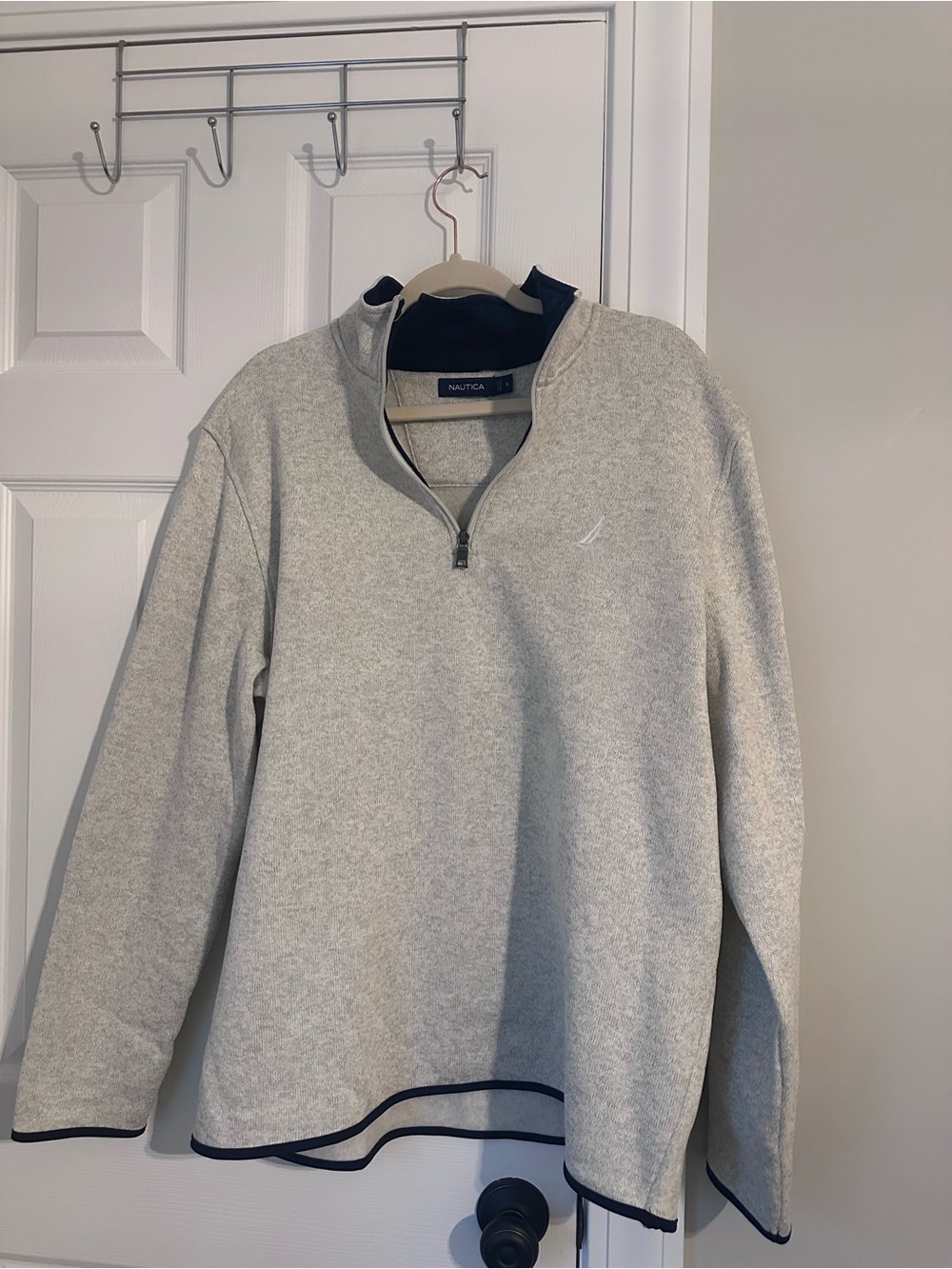 Nautica Men’s Light Gray Quarter-Zip Pullover Sweater XL